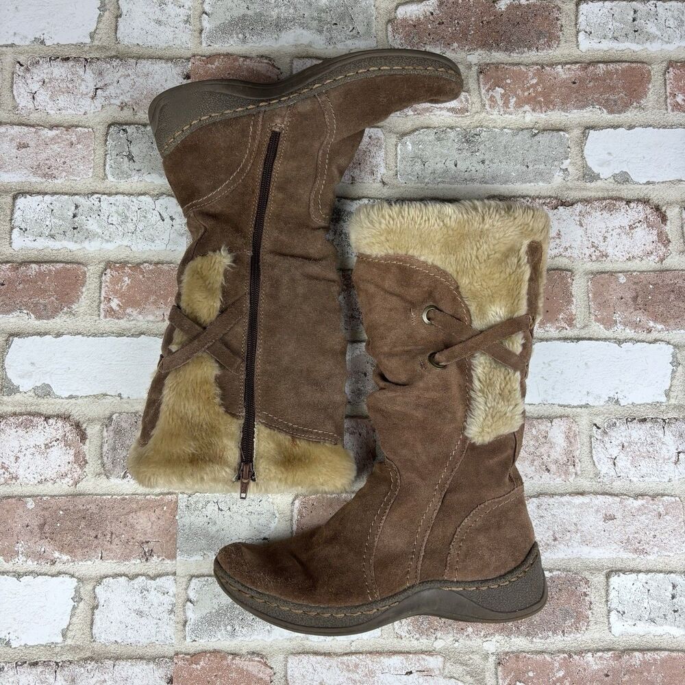 BareTraps Venture Women’s Brown Faux Fur Lined Winter Boots Size 7M boho Tall
